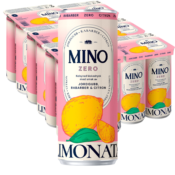 Mino Zero Jordgubb, Rabarber 33cl x 24st | Sortiment | Gottegrisen
