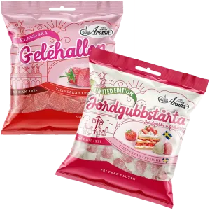 Aroma Jordgubbstårta125g+Geléhallon125g