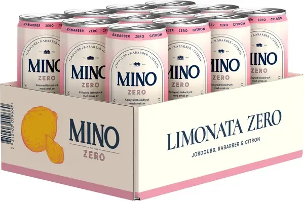 Mino Jordgubb Rabarber Zero 33cl x 12st
