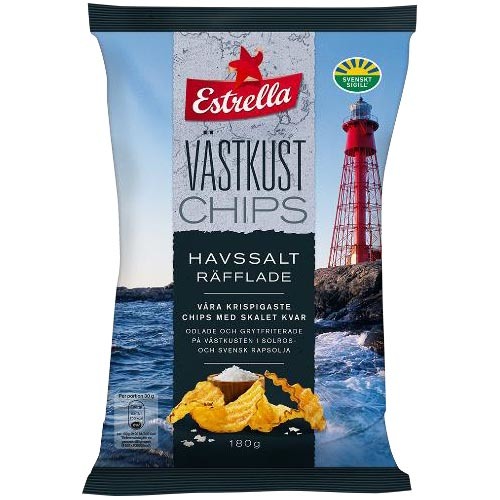 Västkustchips Räfflade Havssalt 180gx10