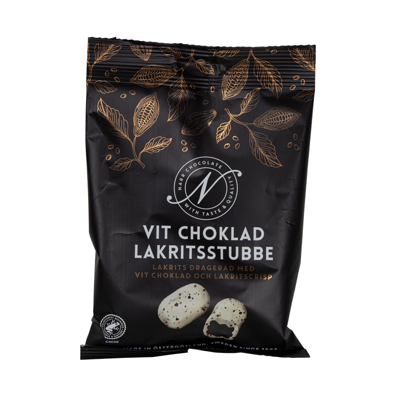 Produktfoto för Narr Vit Choklad Lakritsstubbe 120g