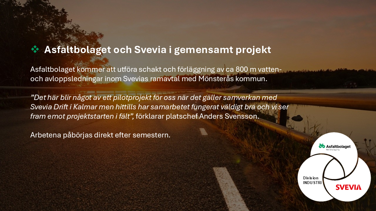 Asfaltbolaget och Svevia i gemensamt projekt