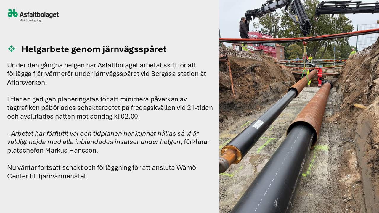 Fjärrvärme övergrävning järnväg