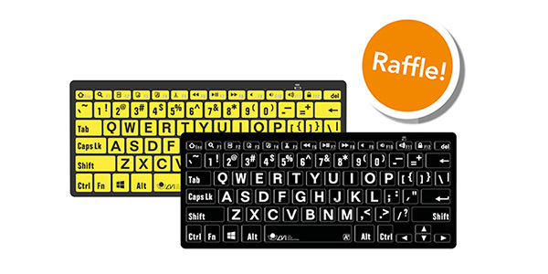 Två keyboards and a text saying Raffle!