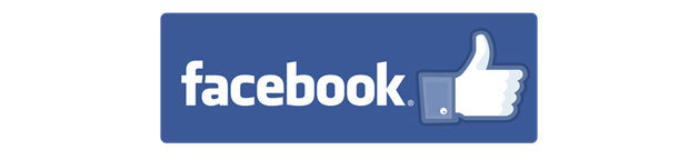 Blue sign with the text facebook and thumb up in white.