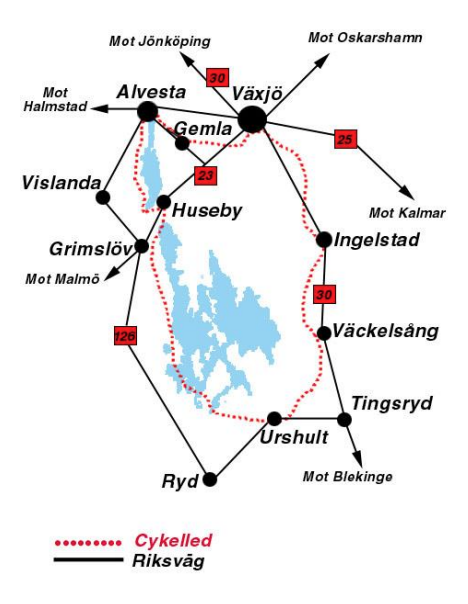 Åsnen around map