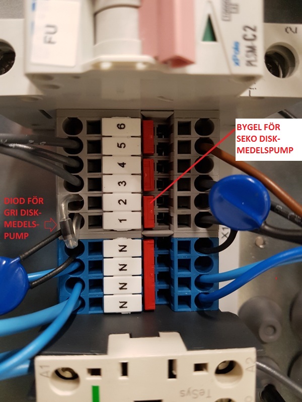 Bild av elektrisk koppling på WD-6C med instruktioner