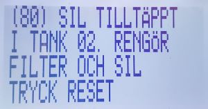 Larmtext "Sil tilltäppt i tank 02"