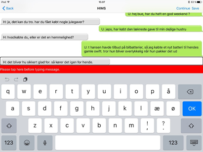 Skærmbillede af dagligdags fraser.