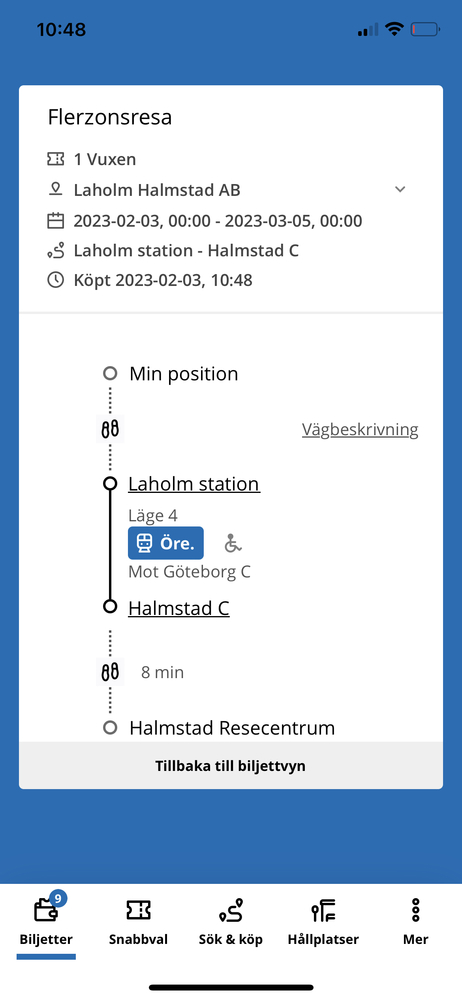 App aktiverad biljett