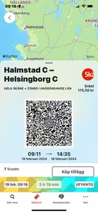 Skånetrafikens app - aktiv biljett