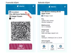 Biljett i Västtrafiks app