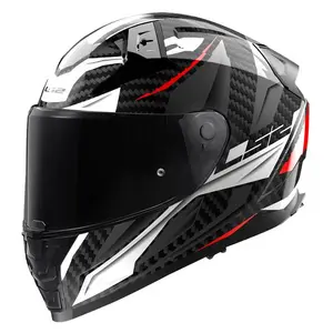 Hjälm Ls2 Ff811 Vector Ii Carbon Savage Vit/Röd/Grå