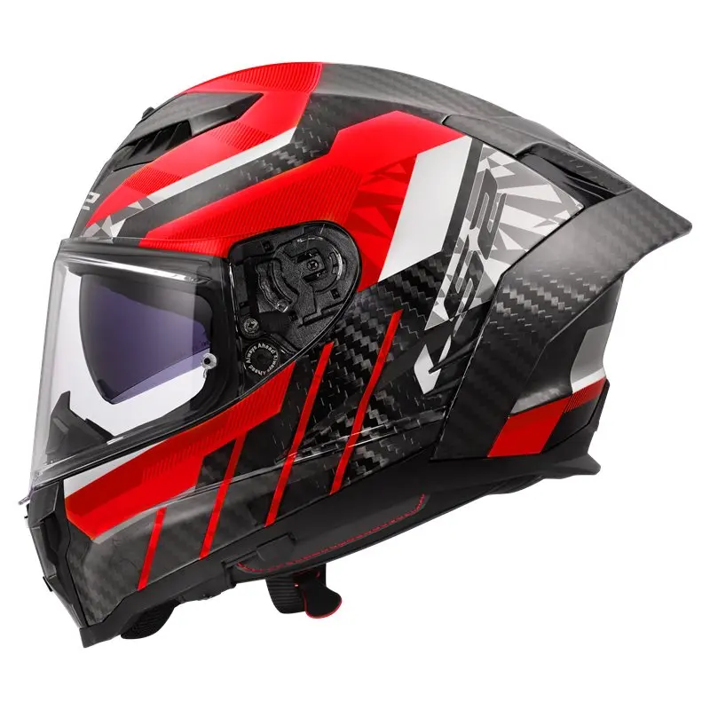 Produkt bilder Hjälm Ls2 Ff807 Dragon Carbon Trax Röd/Vit