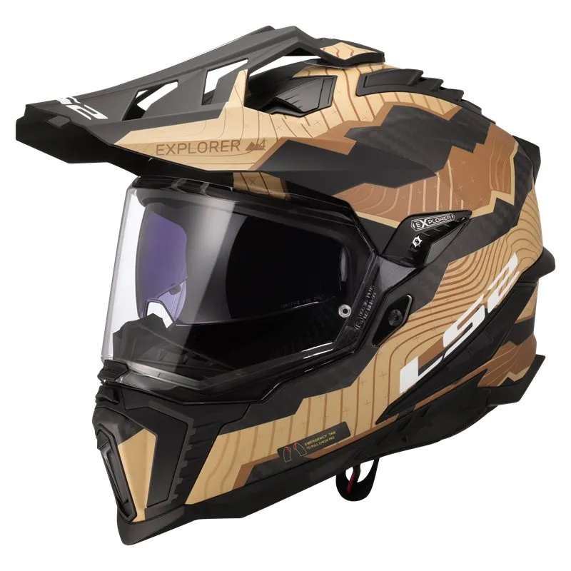 Produkt bilder Hjälm Ls2 Mx701 Explorer Carbon Trick Brun/Sand