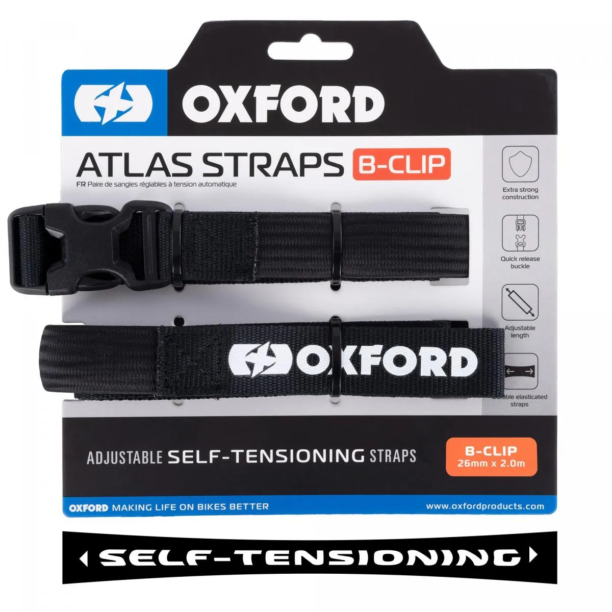 Produkt bilder Oxford Atlas B Clip 26mm X 2.0m Svart Pair