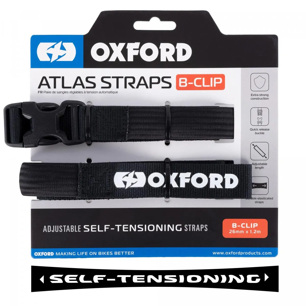 Produkt bilder Oxford Atlas B Clip 26mm X 1.2m Svart Pair