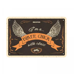 Oxford Garage Metal Sign: Biker Chick With Class