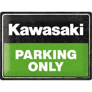Metallskylt Kawasaki - Parking Only Green 30x40cm